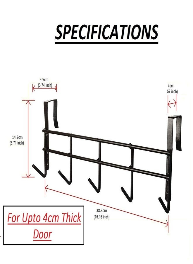 TECHNOVIBES خطاف تعليق فولاذي من تكنوفايبز يُعلق فوق الباب، رف منظم معلق بدون الحاجة إلى حفر ثقوب للأبواب التي يصل سمكها إلى 4 سم، أسود (المقاس: 38 سم × 14 سم × 9 سم) (عبوة من قطعتين) - Image 2